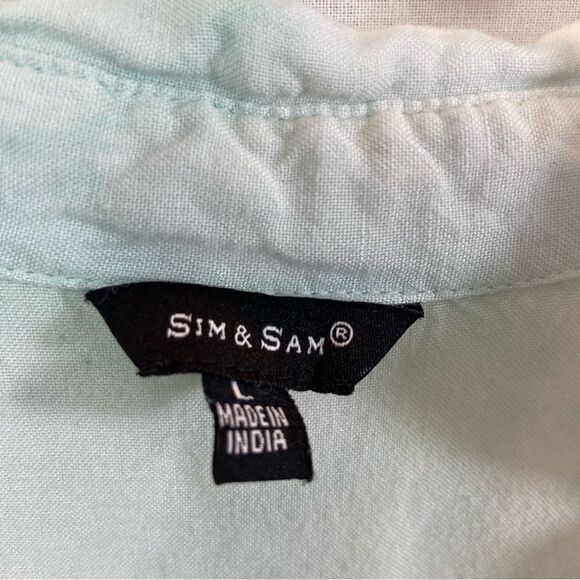 Sim & Sam Mint Green Tie Dyed Button Down Blouse Size Large - Picture 8 of 9